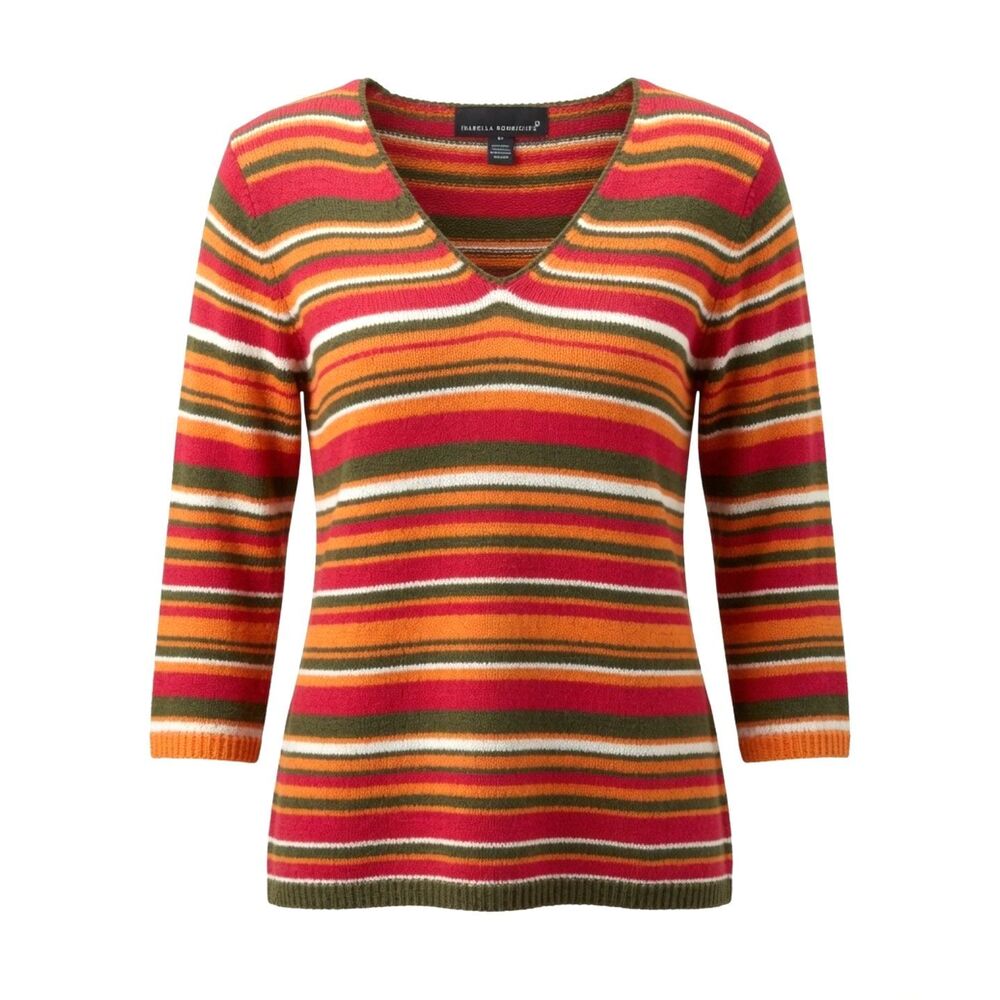 Isabella Rodriguez Women's Size XL Multicolor Vibrant Preppy Striped Sweater